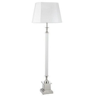 Elegancka lampa podłogowa Marala biała z abażurem